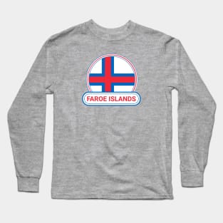 Faroe Islands Country Badge - Faroe Islands Flag Long Sleeve T-Shirt